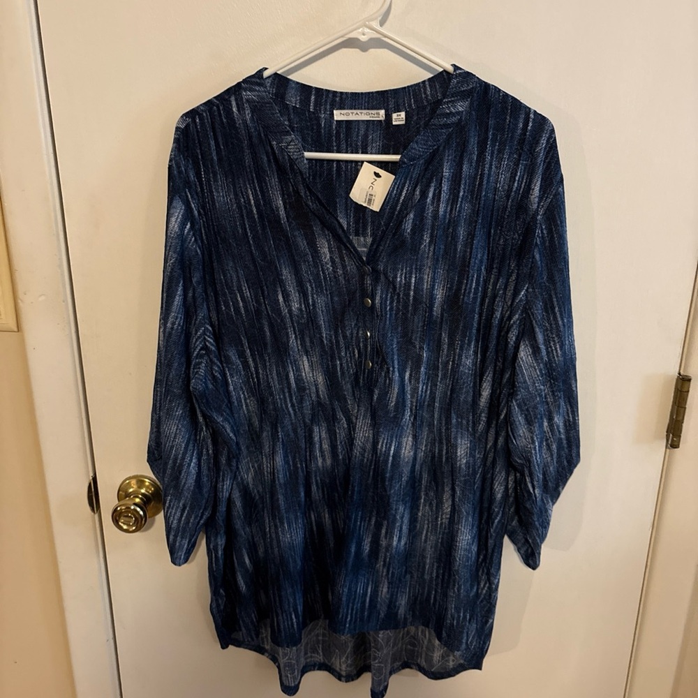 Notations Blue and White Tunic Top